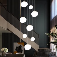 Lampe à suspension boule de verre moderne Décoration d'éclairage à la maison Abat-jour en verre élégant pour salle à manger Chambre Escaliers Lustres Lumières
