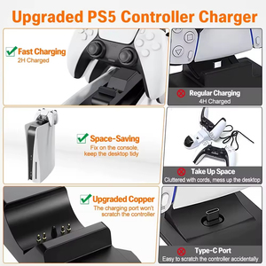 INNOASIA Fast Charging Station for <b>Controller</b> Dual Charging Dock with Contact Pins and LED Display Screen - Product Image 4