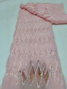 Chiều Rộng 125 Cm Sequin Thêu Voan Cắt Hoa Hollow Hình thoi Thiết Kế Ren Milan Thời Trang Váy Cưới Vải - Product Image 3