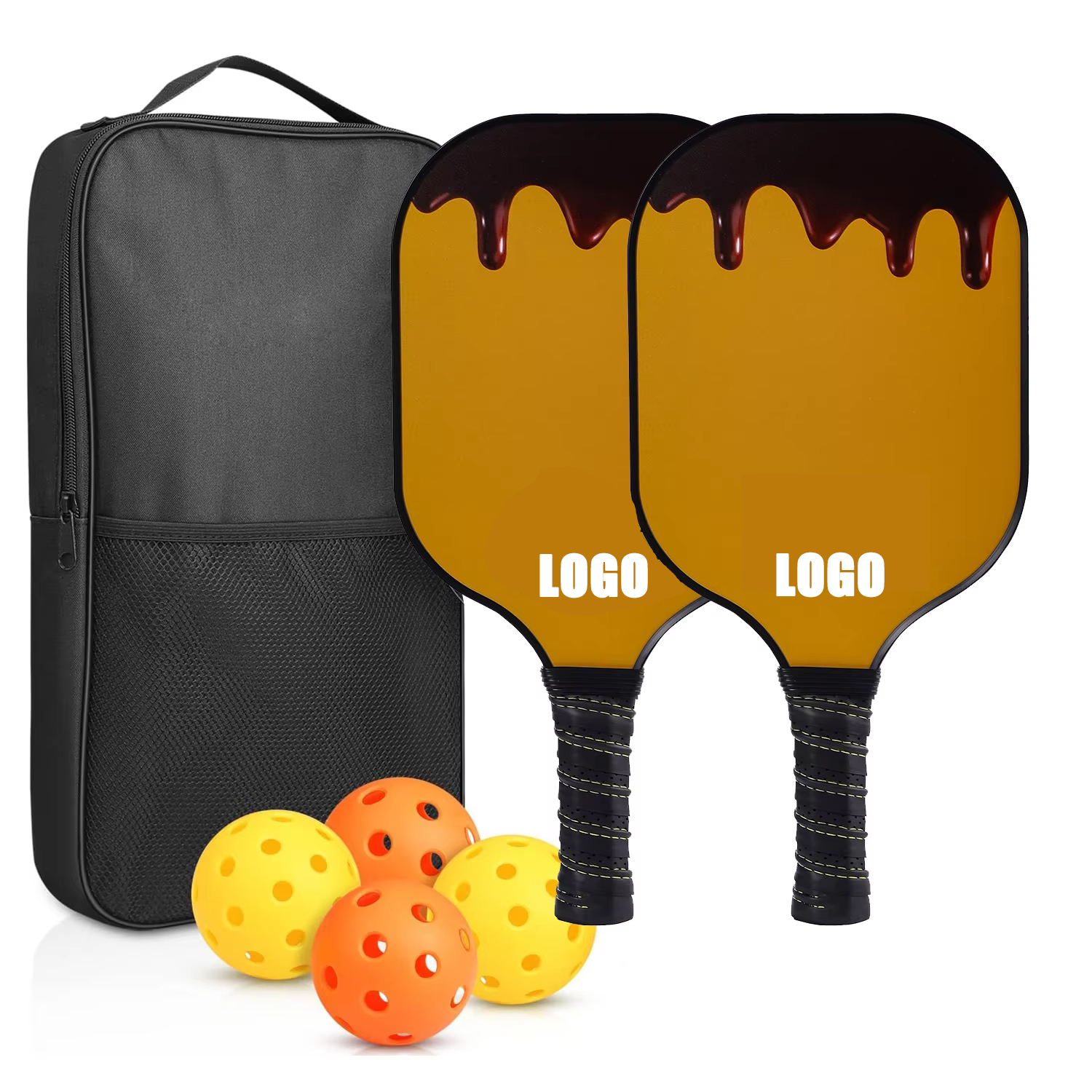For Set USAPA Approved Carbon Fiber Pickleball Paddles Honeycomb Core Portable Racquet for All Age Training Includes 4 Ball