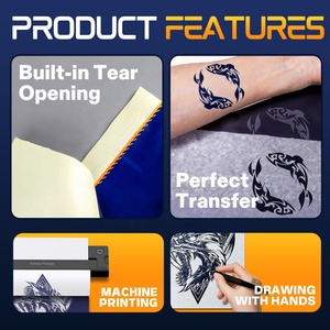 Papier de transfert thermique professionnel pour pochoirs de <span class=keywords><strong>tatouage</strong></span> – Feuilles transparentes pour studios de <span class=keywords><strong>tatouage</strong></span>, impression de motifs clairs sur la peau - Product Image 3