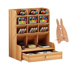 Organiseur <span class=keywords><strong>de</strong></span> <span class=keywords><strong>bureau</strong></span> en <span class=keywords><strong>bois</strong></span> massif, boîte porte-stylos multifonctionnelle, tiroir, support <span class=keywords><strong>de</strong></span> rangement pour fournitures <span class=keywords><strong>de</strong></span> <span class=keywords><strong>bureau</strong></span>, à domicile - Product Image 1