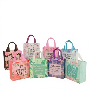 Sac cadeau biblique écologique en non-tissé, sac fourre-tout réutilisable en PP, motif floral biblique pour offrir en cadeau - Product Image 4