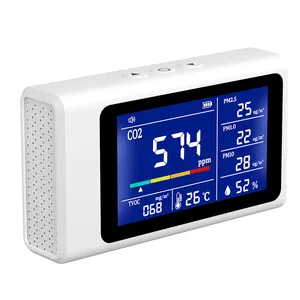 4.2 "شاشة إل سي دي ملونة عرض 7-في-1 جودة الهواء رصد/اختبار/كاشف قياس CO2 PM2.5 PM1.0 PM10 TVOC درجة الحرارة الرطوبة