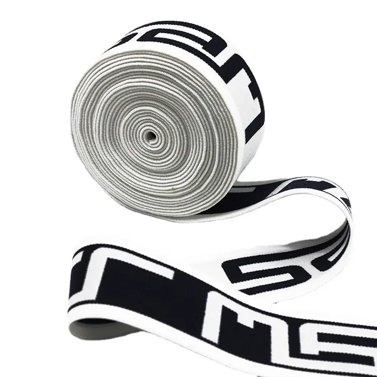 Silikon baskılı elastik bant bant dokuma tasarımcı kumaş özel logo elastik baskı bandı