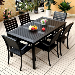 Ensemble complet de salle à manger pour patio et <span class=keywords><strong>terrasse</strong></span>, table et chaises d'extérieur avec parasol cantilever pour jardin domestique - Product Image 2