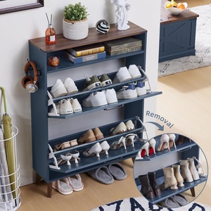 <span class=keywords><strong>Armario</strong></span> de almacenamiento de zapatos estilo rústico con 2 cajones abatibles, estante oculto y almacenamiento abierto - <span class=keywords><strong>Armario</strong></span> de madera independiente para entradas - Product Image 4