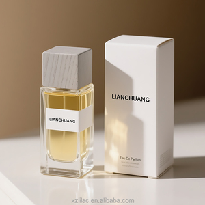 Bottiglia di profumo di vetro di lusso bottiglia di profumo rettangolare 50ml con tappo in legno colore personalizzato e Logo con scatola inclusa - Product Image 3
