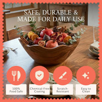 Bol à salade en bois FLYWOD pour fruits et légumes, bol à pâte en bois, vente en gros, bol à salade en bois de 12 pouces