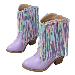 Botas Vaqueras de Nuevo Diseño, Botas Vaqueras con Lentejuelas Brillantes para Niñas, Botas Infantiles Brillantes - Product Image 1
