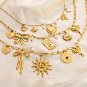 Collar de Acero Inoxidable Europeo Americano con Colgante de Girasol de Oro de 18K, Joyería de Diseño de Alta Gama, Cadena para Clavícula para Fiestas - Product Image 1