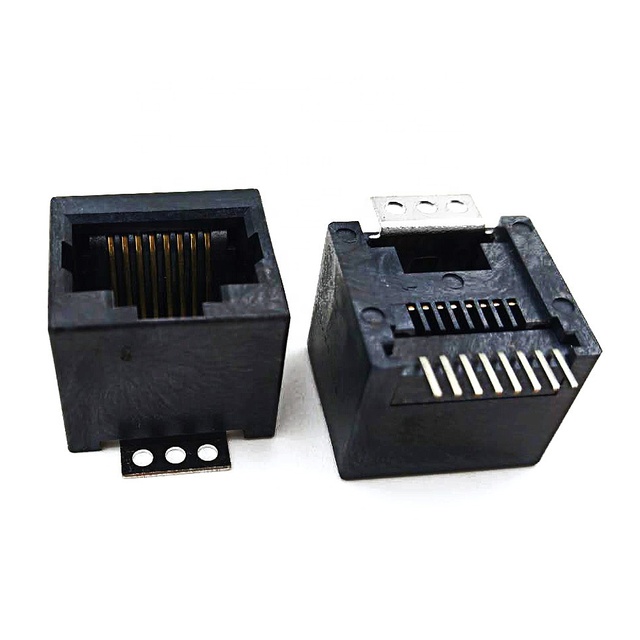 Coorle Modular Jack RJ45 SMT 5222 Female 8P8C Vertical High Temperature Resistance 100Ohm 500V Cat5/Cat6a/Cat7/Cat8 Connector