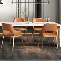 Chaise de salle à manger en cuir pleine fleur italien, nouvelle chaise d'appoint de salle à manger minimaliste italienne haut de gamme de luxe léger, design de créateur