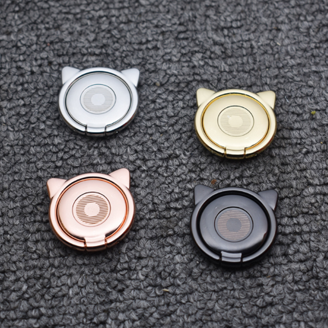 Cat Ear Shape 360 Degree Universal Metal Finger Ring Mobile Phone Holder Mount for iphone