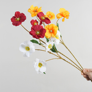 Flor Artificial de Mariposa Greenway, 4 Cabezas, PVC, Blanco, Rojo, Naranja, Arreglo Floral Decorativo, Decoración para Bodas - Product Image 1