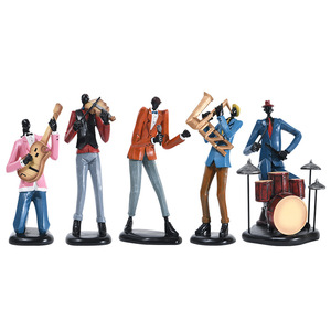 Adornos de banda de <span class=keywords><strong>jazz</strong></span> Vintage, figuras de música creativas, Enfriador de vino para sala de estar, sala de estudio, decoración artística, artesanías de resina - Product Image 6
