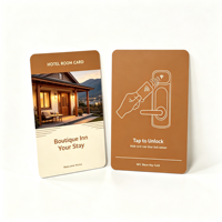 Carte d'accès RFID personnalisée en PVC Boye pour chambre d'hôtel, déverrouillage NFC par puce S50 13,56 MHz, impression personnalisée du logo et de l'image du bâtiment hôtelier