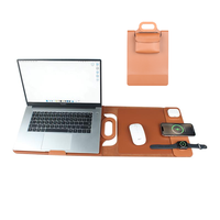 Sac pour ordinateur portable en cuir PU multifonction, best-seller, chargeur sans fil intégré, tapis de souris intégré, support pour ordinateur portable