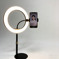 Qiniu Compact 12 pouces, support de disque lumineux LED ABS, température de couleur réglable (3200K-9999K), contrôle par fil, 10W DC/Batterie