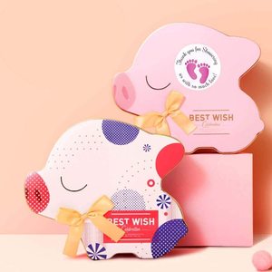 Autocollants ronds mignons en forme d'empreintes de pieds roses, « Merci de nous avoir bénis d'amour », étiquettes autocollantes en papier artistique pour fête de naissance - Product Image 2