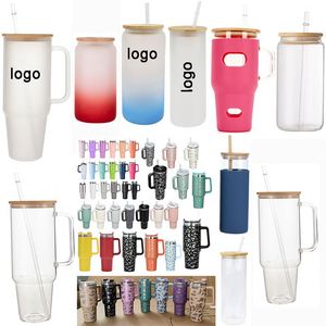 Verres à boire de 16 oz, 32 oz, 40 oz, 50 oz, gobelet en verre transparent, tasse réutilisable en forme de canette de bière, verre en borosilicate de haute qualité avec poignée - Product Image 1