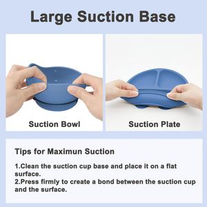 Plato de Silicona de Grado Alimenticio para Bebés, Tazón con Succión, Juego de Vajilla para Bebés, Platos para Niños, Juego de Platos para la Cena - Product Image 6