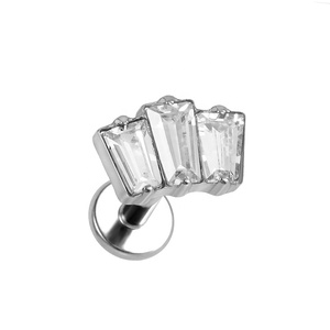 Piercing <span class=keywords><strong>labret</strong></span> vertical en titane plaqué argent 16g avec zircon cubique rectangulaire à filetage interne - Product Image 1