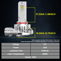 Bombilla LED para Faros Delanteros AILECAR J1L30 9005 HB3, 12V 32W 3100LM 6000K, Enchufar y Usar, Súper Brillante, Reemplazo de Luz Alta