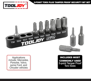 TOOLJOY <b>Security</b> Screwdriver <b>Bit</b> Set, 10Pcs 1/4" Hex Quick Change Five-Point Torx <b>Bits</b> & Center Hole for Power Drills - Product Image 2