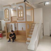 Cama litera doble de madera maciza JS Princess Castle para niños, cómoda y duradera para dormitorios, villas familiares y apartamentos
