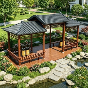 Gazebo in Alluminio Stile Antico per Giardino, Corridoi Esterni, Padiglioni, Cortili e Parchi, Impermeabile e Resistente al Vento - Product Image 3