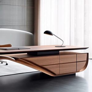 โต๊ะทำงานผู้บริหารทรงตัวแอลขนาดใหญ่ พร้อมตู้เก็บของ สไตล์จีนร่วมสมัย สำหรับโฮมออฟฟิศหรือสำนักงาน - Product Image 3