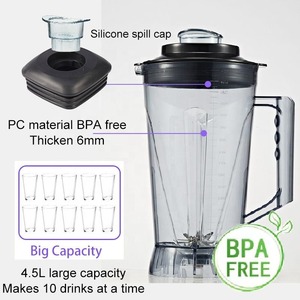 Licuadora Comercial Eléctrica de Alta Resistencia, Máquina para Hacer Smoothies de 2600W y 4.5L, Silenciosa, con Función para Triturar Hielo y Multifuncional - Product Image 5