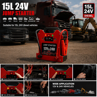 Démarreur de secours haute puissance 12V 24V au phosphate de fer lithium, booster de batterie portable, lampe torche LED, anti-étincelles pour voiture et camion