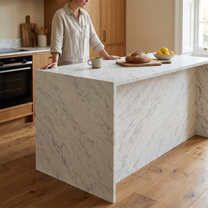 Plan de travail en marbre de quartz artificiel anti-taches et non poreux pour table à manger, îlot de cuisine, meuble-lavabo de salle de bain - Product Image 6