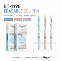 Pulpen Gel 0.5mm Dapat Dihapus Pegangan Anti-Selip Biru Hitam Logo Kustom Grosir Alat Tulis Kantor Sekolah Tulisan Halus Grosir