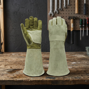 Heat Resistant Leather Welding Gloves 14 Inch Full Length Anti-Heat Safety Gloves Straight Cuff Durable Smooth General Purpose - Product Image 4