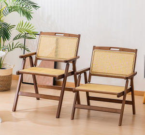 Chaise de salle à manger en bois massif de haute qualité, revêtement en rotin, écologique, pliable, design moderne pour la maison, le bureau, la salle à manger ZN 544 - Product Image 1