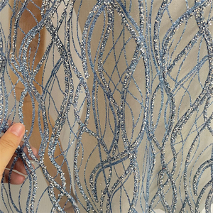 New Shiny Màu Xanh Pha Lê Long Lanh Ren Giá Cả Hợp Lý Vải Với Thạch - Product Image 2