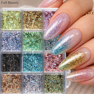 12 Grids Holographic <b>Nail</b> <b>Glitter</b> Flakes Set Laser Shard Sequins DIY <b>Nail</b> Art Decoration Accessories <b>For</b> Manicure Wholesale - Product Image 1