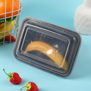 Boîte à bento jetable en plastique PP à compartiment unique, vente en gros, avec couvercle, style américain, rectangulaire noire pour sushis - Product Image 5