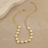 Parure de bijoux style océan avec étoile de mer et coquillages, étanche, en acier inoxydable, collier et bracelet, cadeau bohème pour femme pour fête sur la plage
