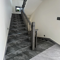 Carreaux de marche en céramique marbrée antidérapants à succès, 470*1200mm, carreaux de marche noirs