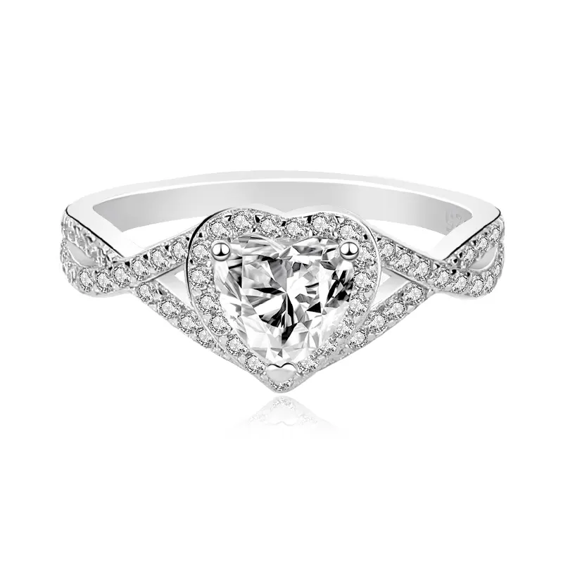 Handmade Love Eternity Promise Wedding Band Heart Cut Diamond Moissanite Ring For Women