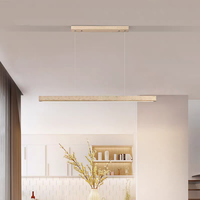 Suspension rectangulaire en travertin nordique pour longue table à manger, îlot de cuisine, lampe suspendue moderne en pierre jaune LED