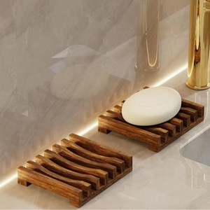 Bandeja de madera para jabón, rectangular, con drenaje, para lavabo de baño - Product Image 1