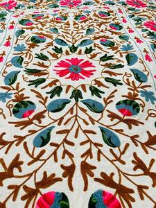 Traditional Cotton Suzani <b>Throw</b> Hand Embroidered Bedsheet <b>Bed</b> <b>Cover</b> Uzbek Textile Colorful Wall Decor - Product Image 4