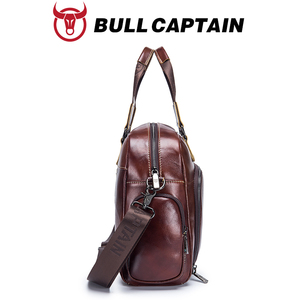 BULLCAPTAIN Sac à main en cuir véritable pour homme, sacoche d'affaires pour ordinateur portable 15 pouces, sac de bureau de luxe en cuir de vachette, sac de voyage pour homme - Product Image 5