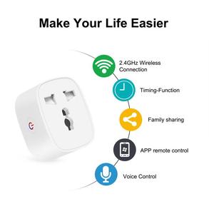 Prise intelligente Wifi Tuya 16A, norme EU US UK, prise à 3 broches, mini prise intelligente sans fil avec surveillance de la consommation d'énergie, prise universelle - Product Image 2