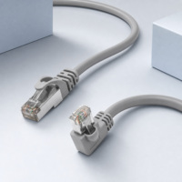 Câble Patch Cat6a 0,5m FTP Blindé RJ45 Coudé à 90 Degrés Câble Réseau 26AWG Cuivre Pur pour Panneau de Brassage